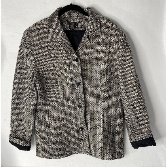 M.I.C. Studio Black White Silk Tweed Jacket Blazer Womens Size 14 - Picture 8 of 8